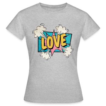 Love exploding BD style amoureux - T-shirt Femme - gris chiné - Devant - AI Model Female 172 dark (172cm)