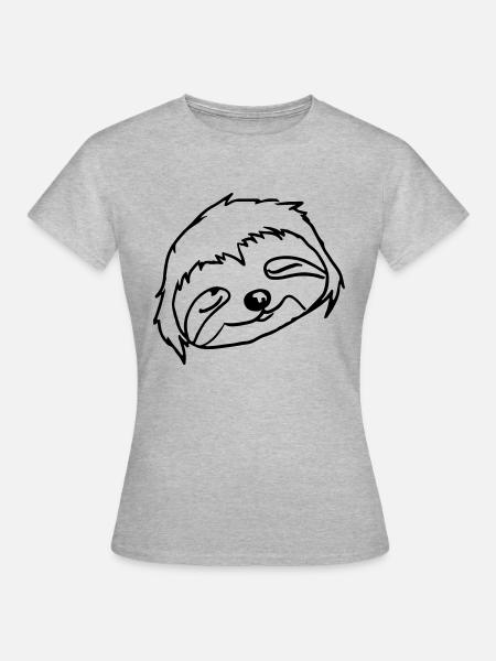 Schlafendes Faultier Gesicht - Dame-T-shirt - grå meleret