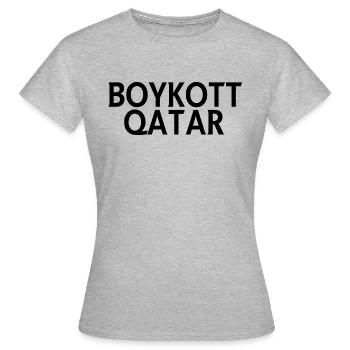 Boykott Katar Fußball - Frauen T-Shirt - Grau meliert - Vorne - AI Model Female 172 dark (172cm)