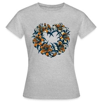 Lys tigré - T-shirt Femme - gris chiné - Devant - AI Model Female 172 dark (172cm)
