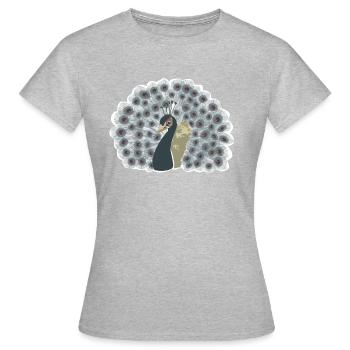 Paon avec roue - T-shirt Femme - gris chiné - Devant - AI Model Female 172 dark (172cm)