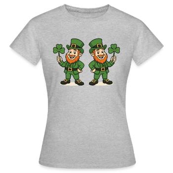 leprechaun kleeblatt 2 - Frauen T-Shirt - Grau meliert - Vorne - AI Model Female 172 dark (172cm)