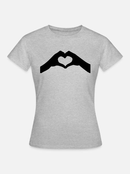 Herz-Hände - Frauen T-Shirt - Grau meliert