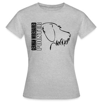 Drahthaar PROFIL - T-shirt Femme - gris chiné - Devant - AI Model Female 172 dark (172cm)