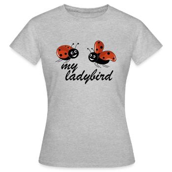 Marienkäfer mit meinem Text Marienkäfer - Frauen T-Shirt - Grau meliert - Vorne - AI Model Female 172 dark (172cm)