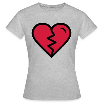 Gebrochenes Herz, Herzschmerz,unglücklich verliebt - Frauen T-Shirt - Grau meliert - Vorne - AI Model Female 172 dark (172cm)