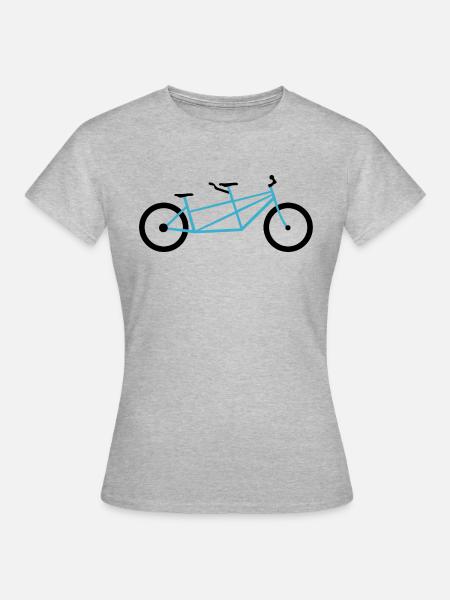 Tandem fiets fiets blauw - T-shirt dam - gråmelerad