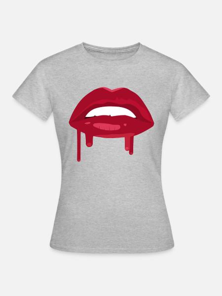 Juicy Lips Rot - Frauen T-Shirt - Grau meliert