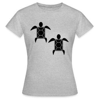 Double Turtle - Frauen T-Shirt - Grau meliert - Vorne - AI Model Female 172 dark (172cm)