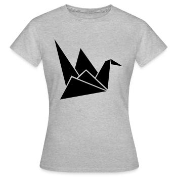 origami crane - T-shirt Femme - gris chiné - Devant - AI Model Female 172 dark (172cm)