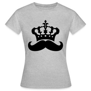 koenig krone herrscher prinz mustache schnurrbart - Frauen T-Shirt - Grau meliert - Vorne - AI Model Female 172 dark (172cm)