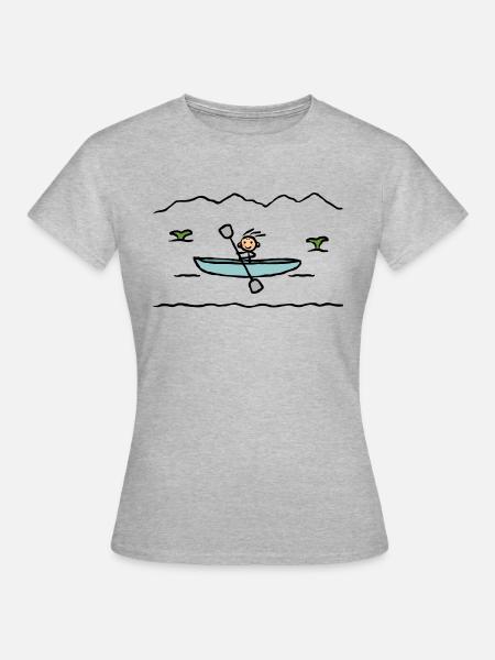 Kanu fahren Boot Paddeln Kajak Rudern - Frauen T-Shirt - Grau meliert