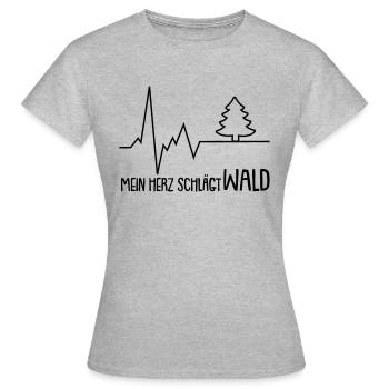 mein herz schlägt wald - Frauen T-Shirt - Grau meliert - Vorne - AI Model Female 172 dark (172cm)