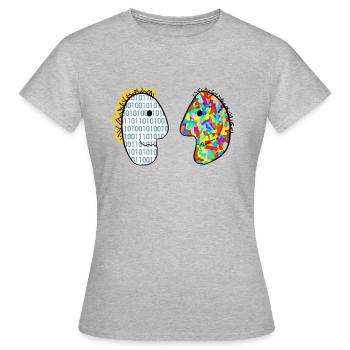 Faces of diversity – Gesichter der Vielfalt - Frauen T-Shirt - Grau meliert - Vorne - AI Model Female 172 dark (172cm)