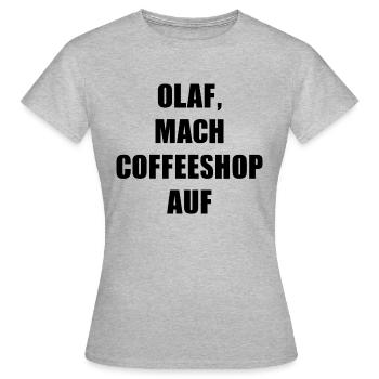 OLAF COFFEESHOP BLACK - Frauen T-Shirt - Grau meliert - Vorne - AI Model Female 172 dark (172cm)