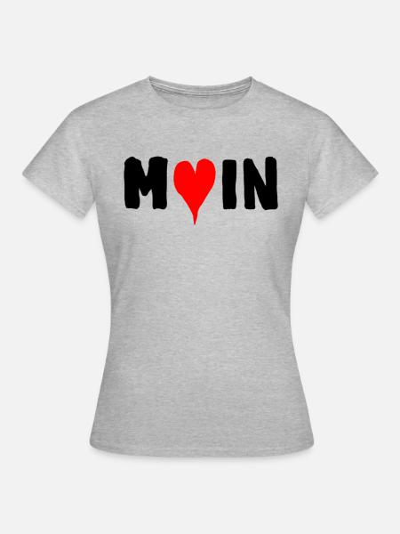 Moin Begrüßung Moin mit Herz - Frauen T-Shirt - Grau meliert