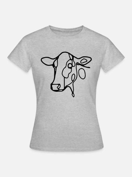 Kuhkopf - Frauen T-Shirt - Grau meliert