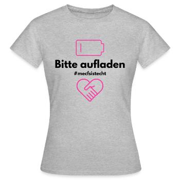 Bitte aufladen PINK 💗 - Frauen T-Shirt - Grau meliert - Vorne - AI Model Female 172 dark (172cm)