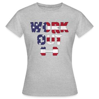 Workout usa - T-shirt Femme - gris chiné - Devant - AI Model Female 172 dark (172cm)