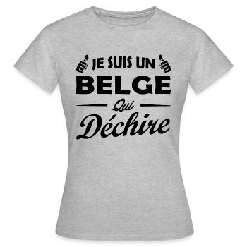 je suis un belge qui déchire / cadeau humour belge - T-shirt Femme - gris chiné - Devant - AI Model Female 172 dark (172cm)