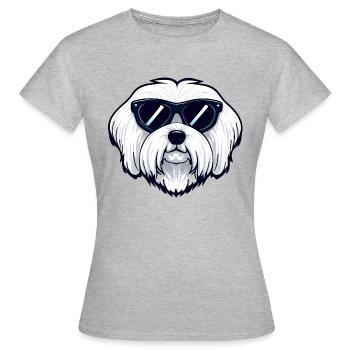 Chien maltais L’explorateur - T-shirt Femme - gris chiné - Devant - AI Model Female 172 dark (172cm)