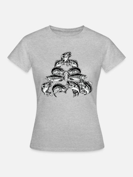 Schönes Fisch-Design für Fischliebhaber - Frauen T-Shirt - Grau meliert