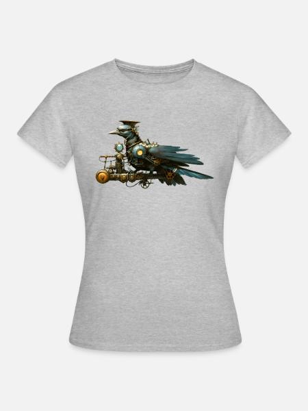 Steampunk Vogel - Frauen T-Shirt - Grau meliert