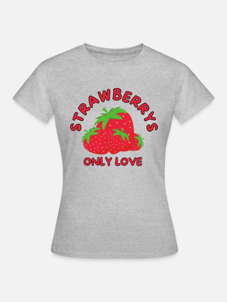 STRAWBERRYS Only Love - Frauen T-Shirt - Grau meliert
