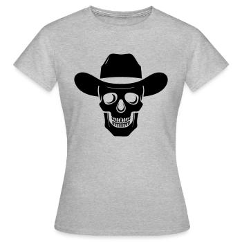 Crâne de cow-boy - Style hors-la-loi western - T-shirt Femme - gris chiné - Devant - AI Model Female 172 dark (172cm)
