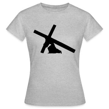 Jésus avec 1c Croix - T-shirt Femme - gris chiné - Devant - AI Model Female 172 dark (172cm)