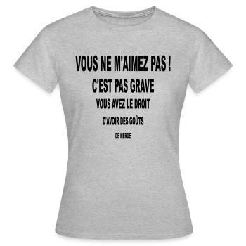 C'est pas grave... humour - T-shirt Femme - gris chiné - Devant - AI Model Female 172 dark (172cm)