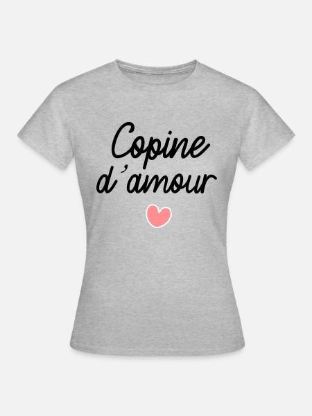 copine d amour coeur - T-shirt Femme - gris chiné