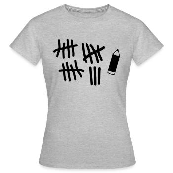 Striche - Stift - Frauen T-Shirt - Grau meliert - Vorne - AI Model Female 172 dark (172cm)