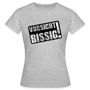 Vorsicht bissig! - Frauen T-Shirt - Grau meliert - Vorne - AI Model Female 172 dark (172cm)