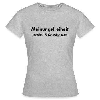 Meinungsfreiheit, Politik, Menschenrecht, Corona - Frauen T-Shirt - Grau meliert - Vorne - AI Model Female 172 dark (172cm)
