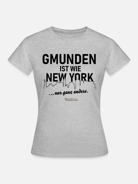 Gmunden ist wie New York - Frauen T-Shirt - Grau meliert