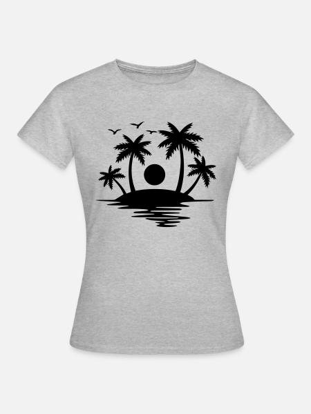Insel Paradise - Frauen T-Shirt - Grau meliert