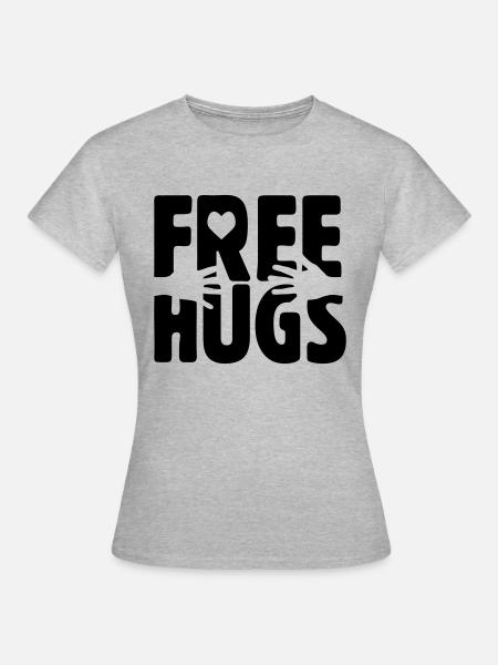 KOSTENLOSE UMARMUNGEN - Frauen T-Shirt - Grau meliert