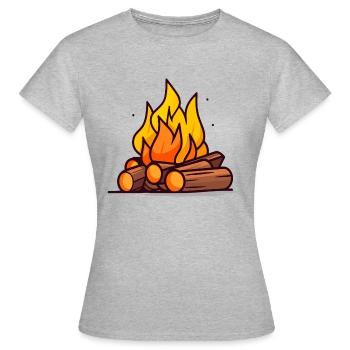 Lagerfeuer - Frauen T-Shirt - Grau meliert - Vorne - AI Model Female 172 dark (172cm)