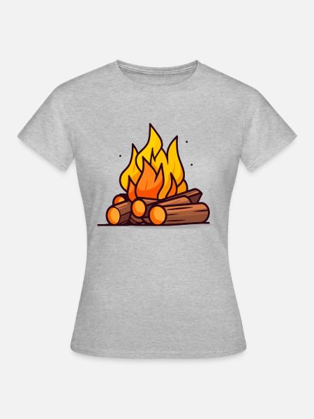 Lagerfeuer - Frauen T-Shirt - Grau meliert