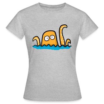 funny giant octopus - Women's T-Shirt - heather grey - Front - AI Model Female 172 dark (172cm)