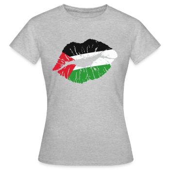 Kiss (Palestine / Palestine) - T-shirt Femme - gris chiné - Devant - AI Model Female 172 dark (172cm)