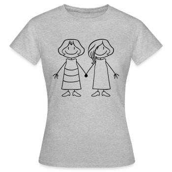 team freundin 2 freunde schwestern geschwister les - Frauen T-Shirt - Grau meliert - Vorne - AI Model Female 172 dark (172cm)