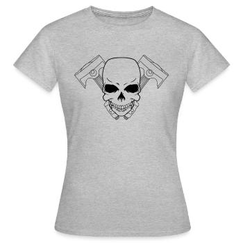 bikerskull - Frauen T-Shirt - Grau meliert - Vorne - AI Model Female 172 dark (172cm)