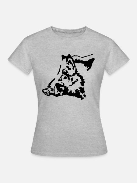 wildschwein - Frauen T-Shirt - Grau meliert