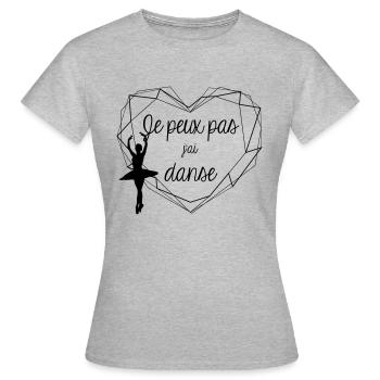 Je peux pas j'ai danse - T-shirt Femme - gris chiné - Devant - AI Model Female 172 dark (172cm)