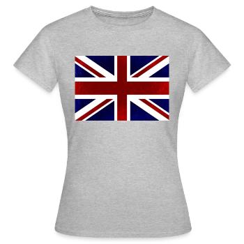 Britische Flagge, Vereinigtes Königreich, Rot, Weiß und Blau - Frauen T-Shirt - Grau meliert - Vorne - AI Model Female 172 dark (172cm)