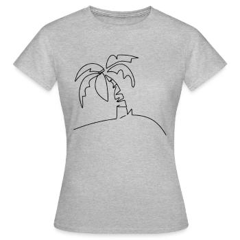 Palmen Insel Oneline - Frauen T-Shirt - Grau meliert - Vorne - AI Model Female 172 dark (172cm)