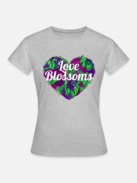 Love Blossoms - Frauen T-Shirt - Grau meliert