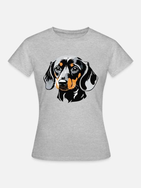 Dachshund Dackel - Pet Dog Sticker - Frauen T-Shirt - Grau meliert